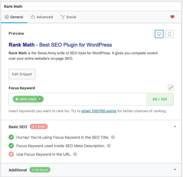 rank math post editor panel