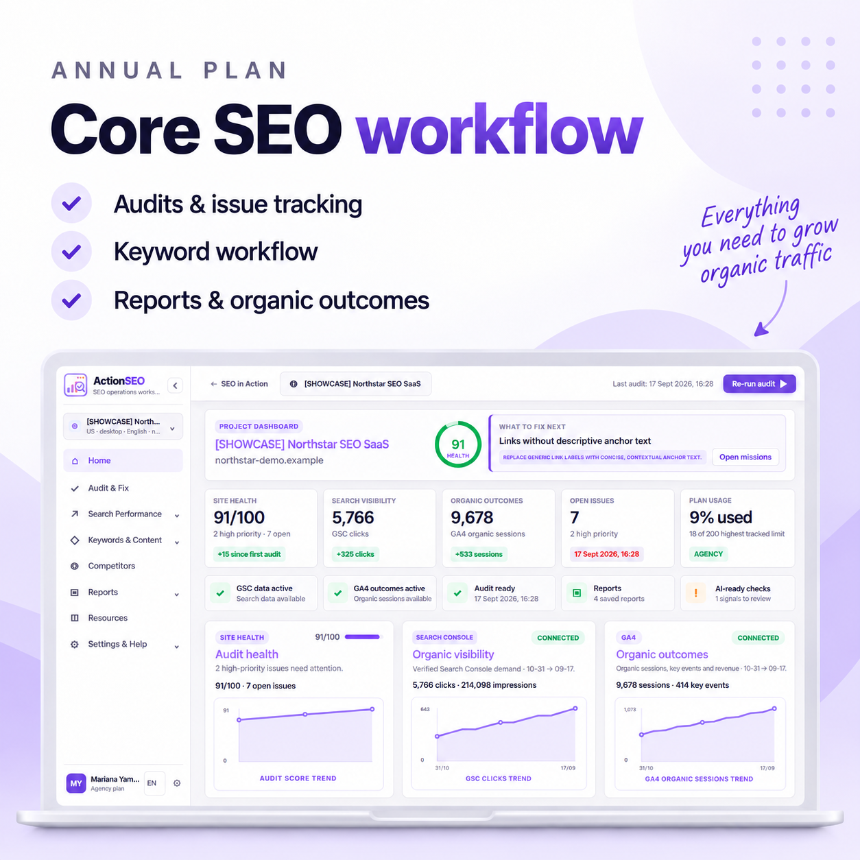 ActionSEO Agency annual core SEO workflow
