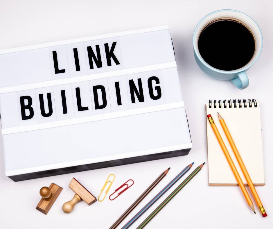 Website SEO concept with keyboard and analytics
